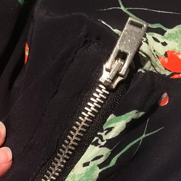 Zara Floral Bomber Style Jacket in Navy Blue Size Small Spring - Picture 5 of 10